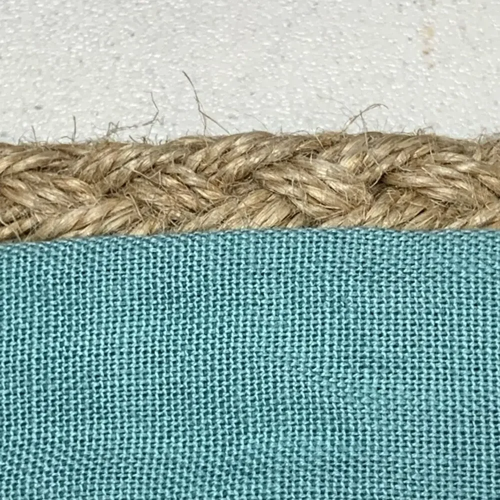 Pier 1 Imports Pillow Cover Sham Cotton Jute Trim Blue Linen Look 20